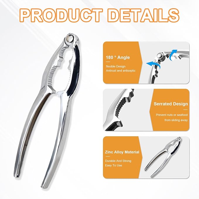 30 Pcs Crab Leg Crackers and Tools Set, Voittozege Seafood Tools Crab leg Crackers Lobster Nut Crackers Opener Home Kitchen Parties Tools Nut Cracker Set for Crab Legs, Silver