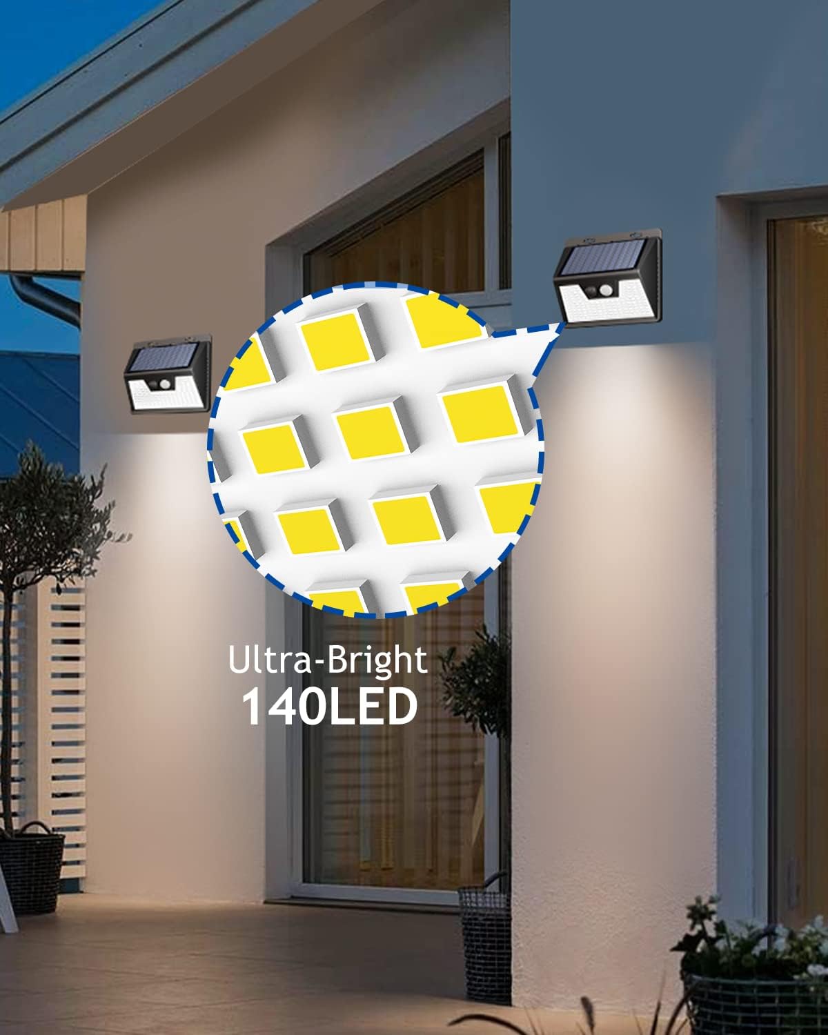 Peasur Solar Outdoor Lights, Motion Sensor, 140LED, 500LM, 10 Pack, Waterproof, Model WS18P-10, 6000K