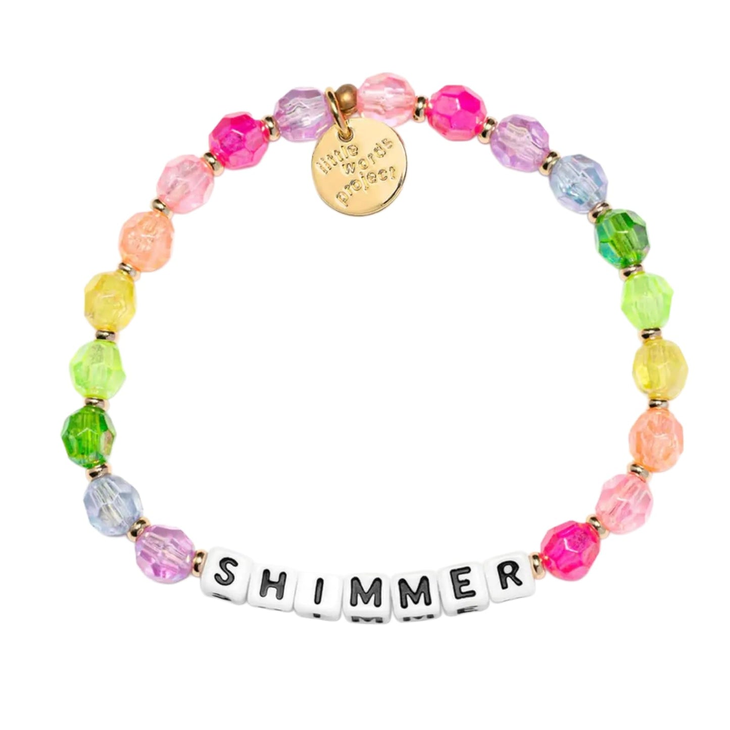 Little Words Project Shimmer Bracelet, The Original Word Bracelet, Made with Colorful Beads and Plated Brass Hardware, Handcraft