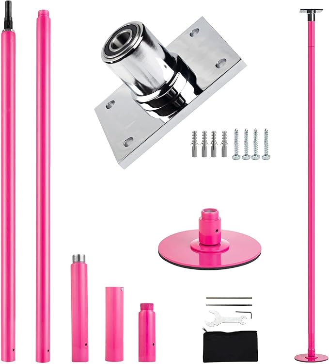 PRIORMAN Height Adjustable Permanent Dance Pole with Fixed Plate Enhanced Safety and Stability for Home Dancing