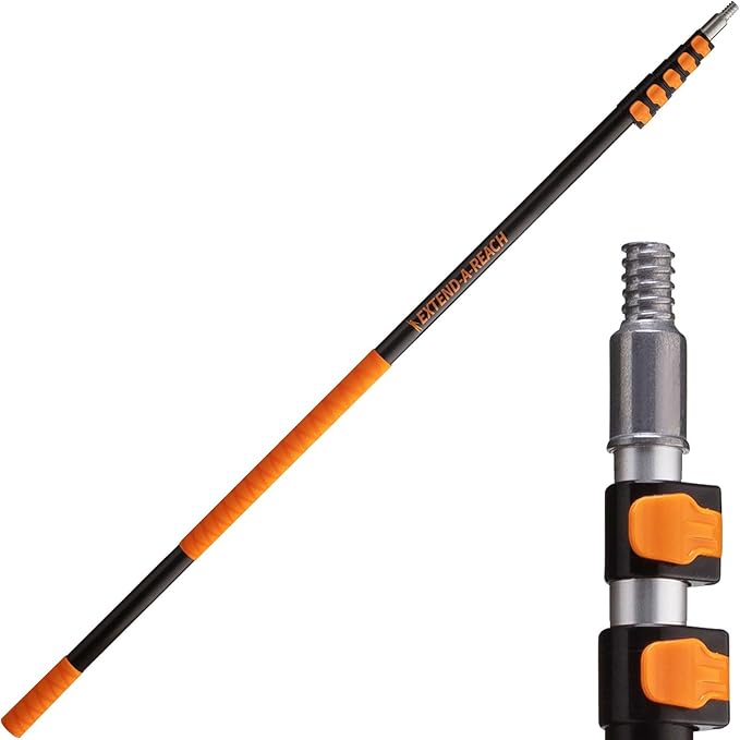 5-24 ft Long Telescoping Extension Pole // Multi-Purpose Extendable Pole with Universal Twist-on Metal Tip // Lightweight ...