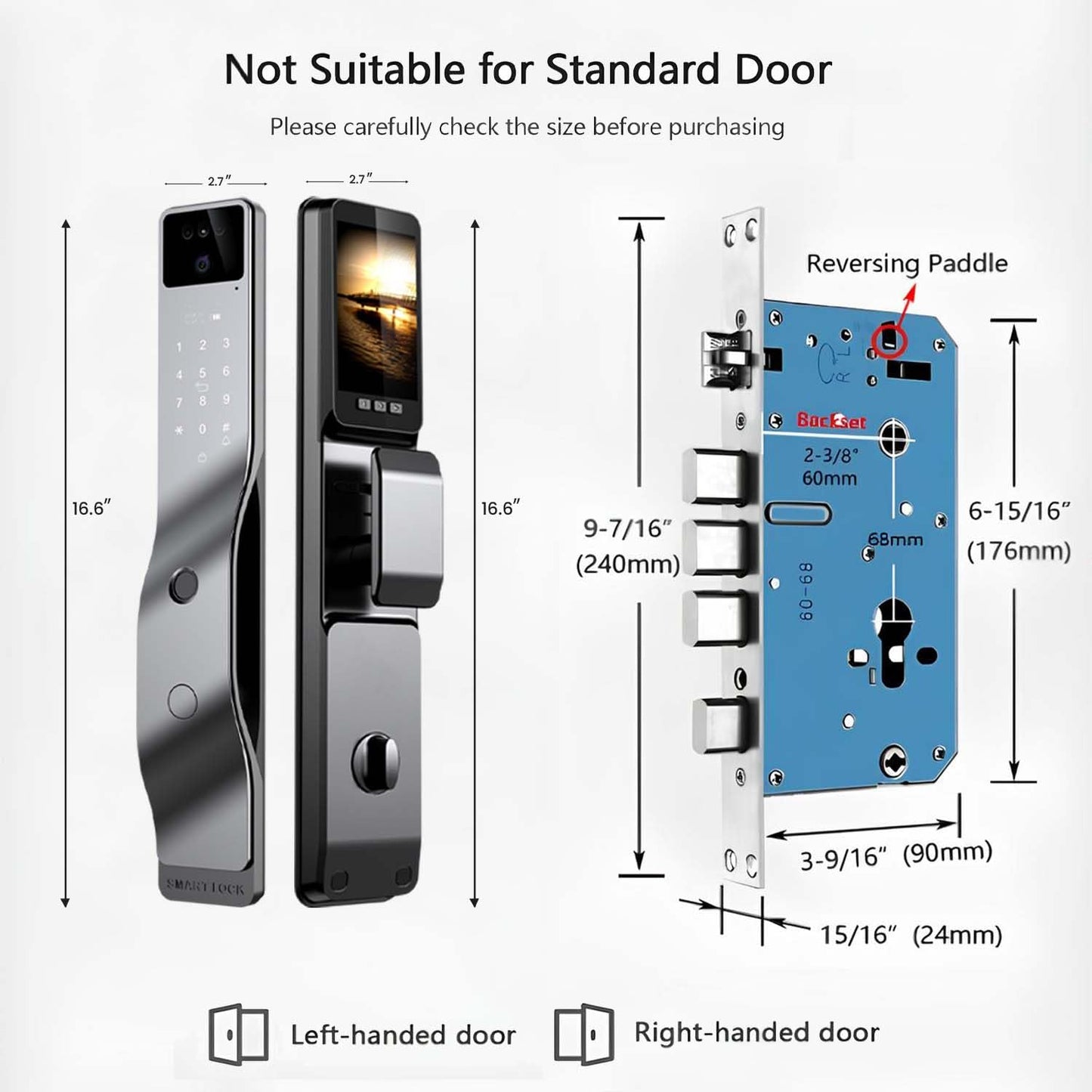 Smart Door Lock with 3D Face Recognition & 1080P Camera – Keyless Entry via Face ID, Palm Ve, Fingerprint, App, Code, IC Card & Key | WiFi, Auto-Lock, Alexa & Tuya Compatible