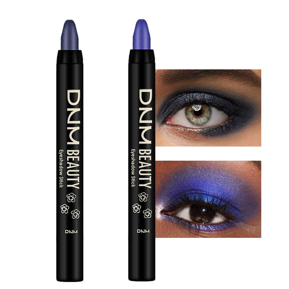 Kaely 2Pcs Cream Eyeshadow Sticks Set for Eyes Waterproof,Midnight Blue Shimmer & Blue Shimmer Matte Eye shadow Stick Pencil Pen Bulk sombras en crema para ojos 31+32