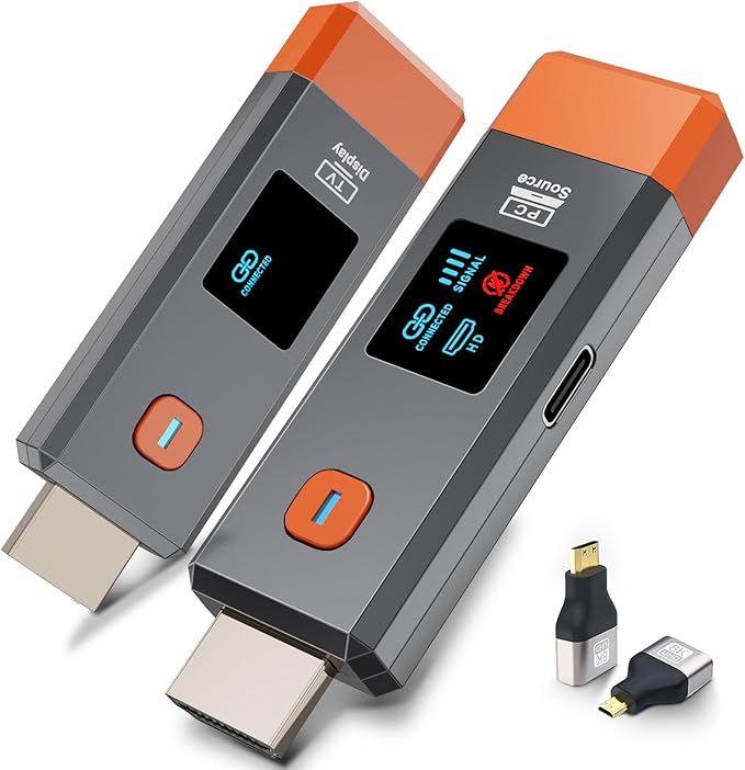 Wireless HDMI Transmitter and Receiver 328ft/100m Extender 4K Decode Input 1080P Output Plug&Play Portable 2.4G/5.8G for V...