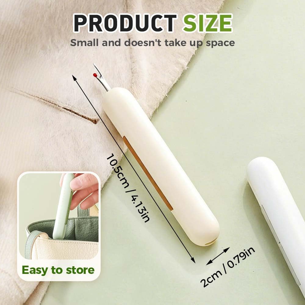 2 in 1 Needle Threader Seam Ripper, Upgraded Sewing Kit Tool for Needle Threading and Seam Removal, Quilting Stitching Supplies for Elderly and Sewing Enthusiasts (White)