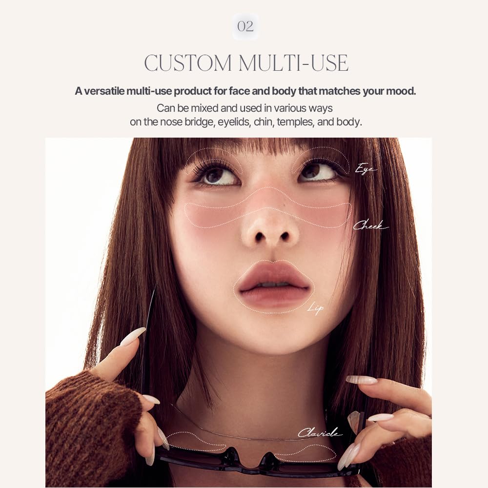 Heart Percent Dote On Mood Custom Lip & Cheek, 2-in-1 Matte (Fog Pot) + Glow (Shine Balm) Dual Type Multi-use Blush & Lip Tint [