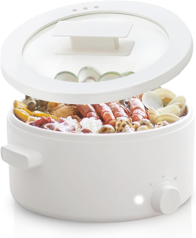 Hot Pot Electric, 3L Portable Electric Pot with Ceramic Non-stick Coating, Dual Power Multi-functional Romen Cooker for Steak, Pasta, Hot Pot, Ramen, Quick Heating and Overheat Protection