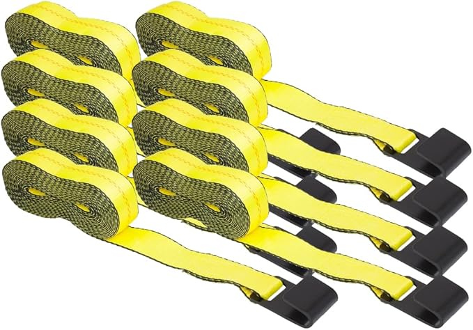 Mytee Products (8 Pack) 2" X30' Winch Straps w/Flat Hook, WLL 3335, Flatbed Tie Down Strap