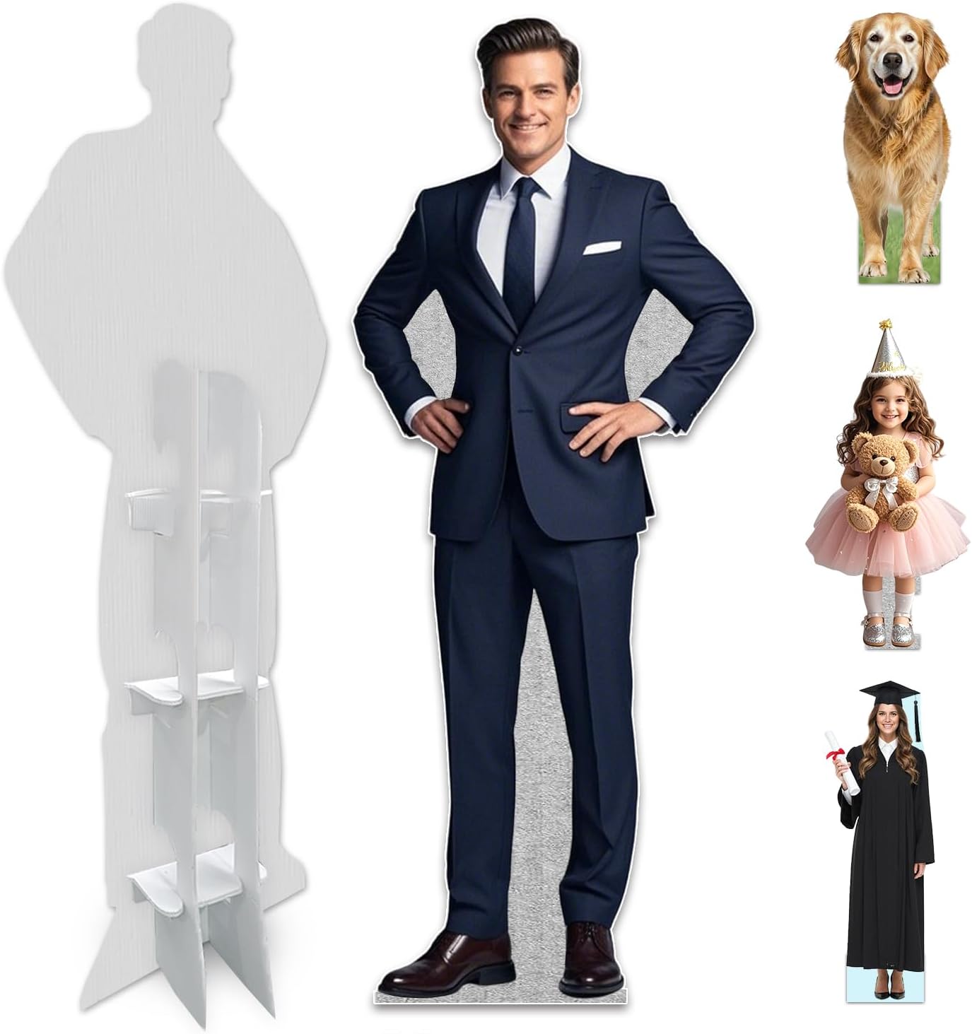 Custom Life-Size Cardboard Cutout | Personalized Photo Standup Cardboard Cutout with High Resolution | Perfect for Party, Birthday, Wedding, Graduation, or Sports Events Decor (White Cardboard - 5 ft)