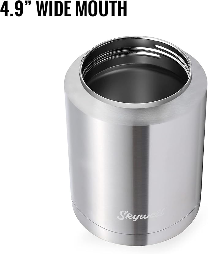 SkyWell Half Gallon Insulated Water Bottle with Handle and Wide Mouth Water Flask Sweat-Proof and Leak-Proof 64 Oz Water Jug for Outdoors, Silver