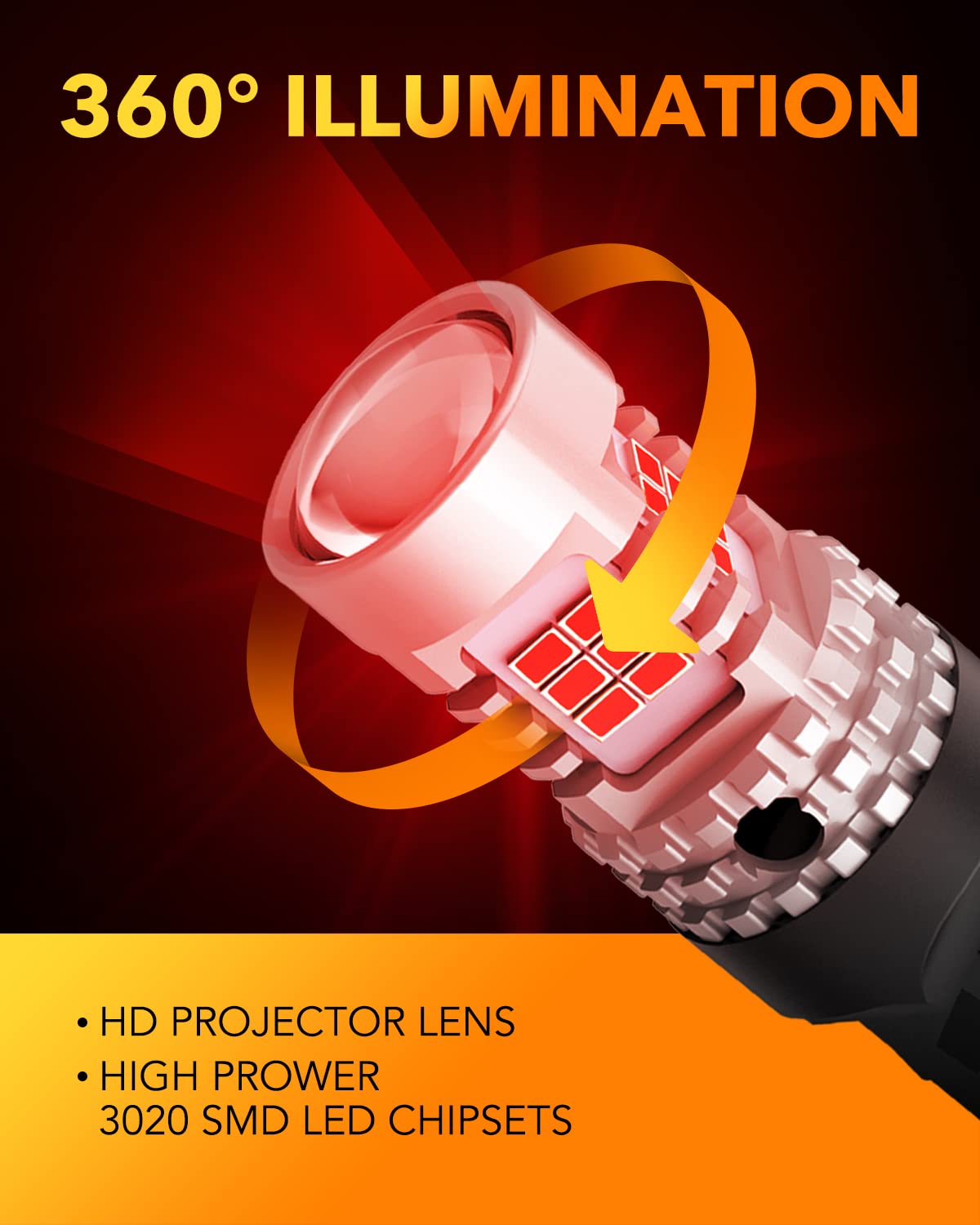 Oxilam 7443 Led Brake Lights, 4000Lm Brighter, Aircraft Grade Aluminum, Brilliant Red, Pack Of 2