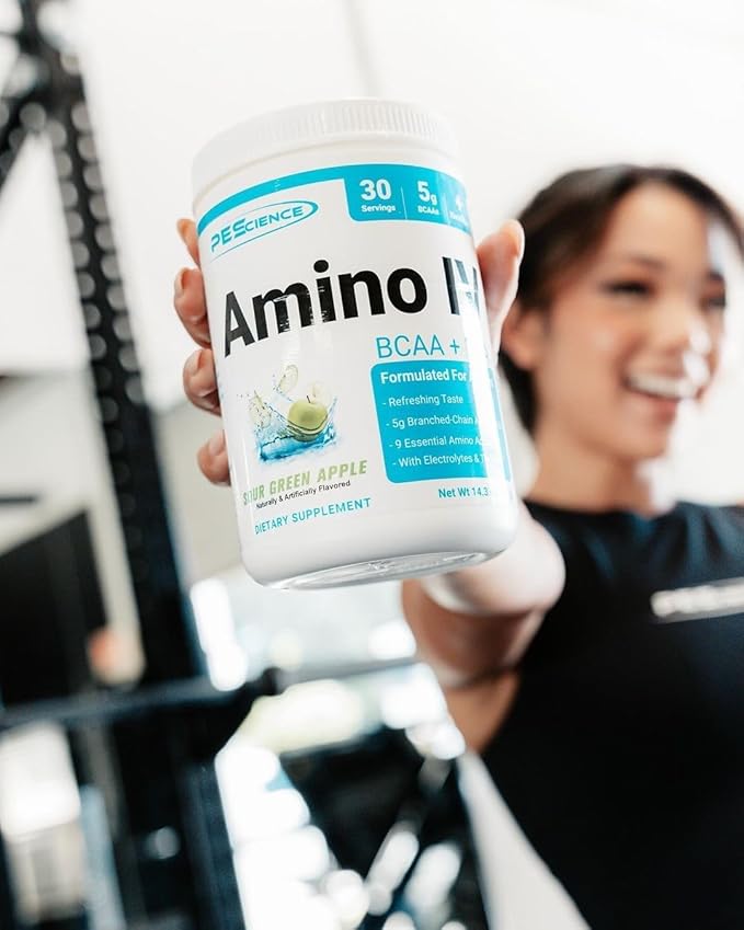 PEScience Amino IV BCAA & EAA Powder, Sour Green Apple, 60 Scoop, Essential Amino Acids, Taurine, Electrolytes for Hydration and Muscle Recovery, Sugar Free for Men & Women, Post Workout