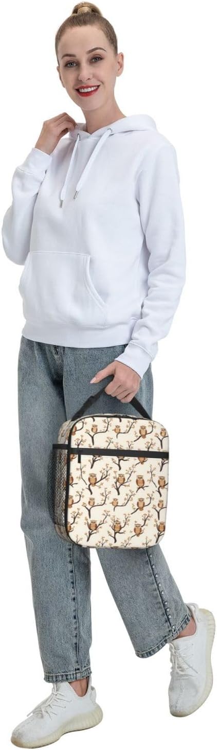 Owl Lunch Box Insulated Lunch Bag for kids Girls Boys,Reusable Lunch Box Containers for Women Men,Durable Cooler Tote Bag Lunchbox for Office/School/Picnic