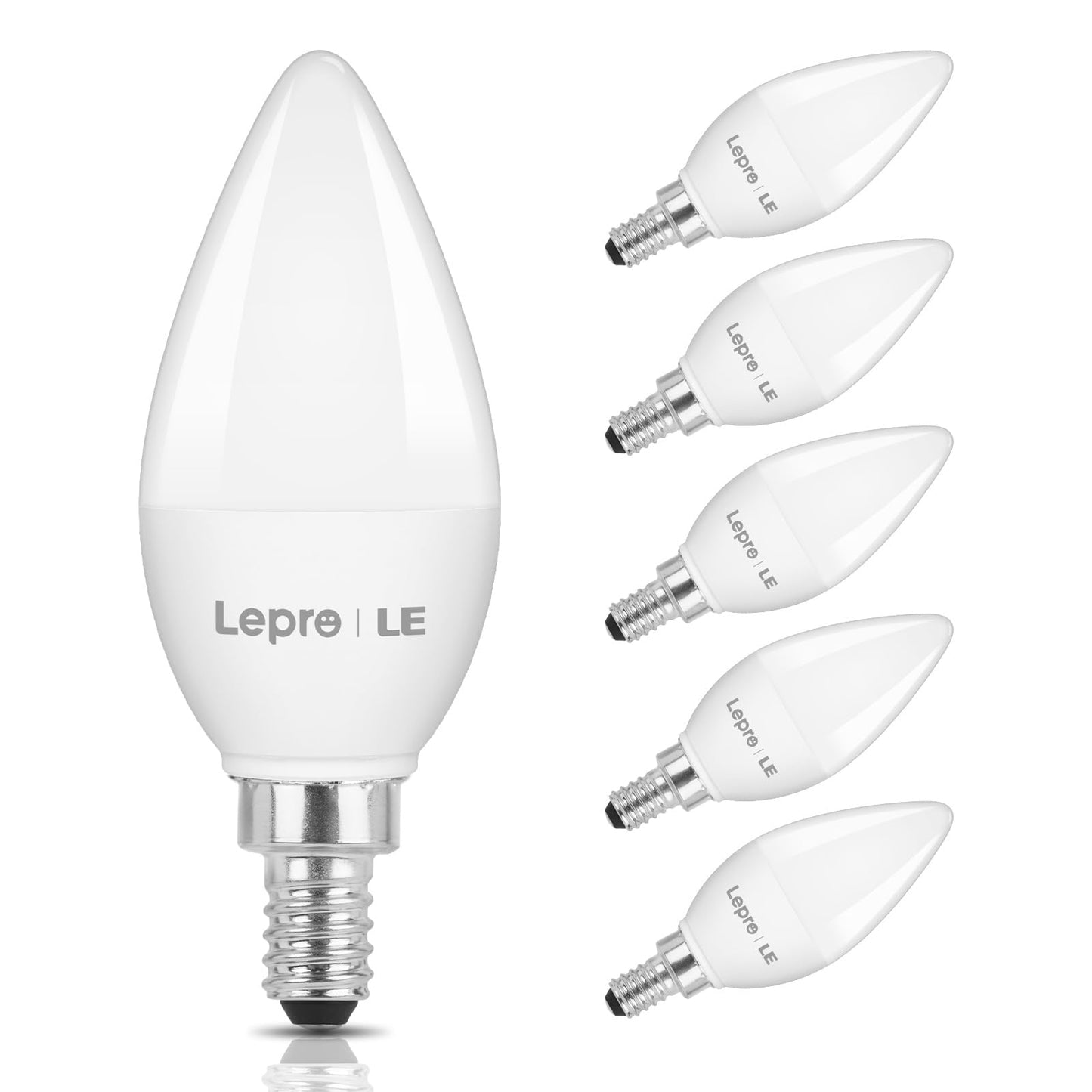 Lepro E12 Led Candelabra Bulbs, 5.5W 40W Equivalent, 6-Pack, Warm White, Frosted Plastic, Model 600052-Ww-Us-6