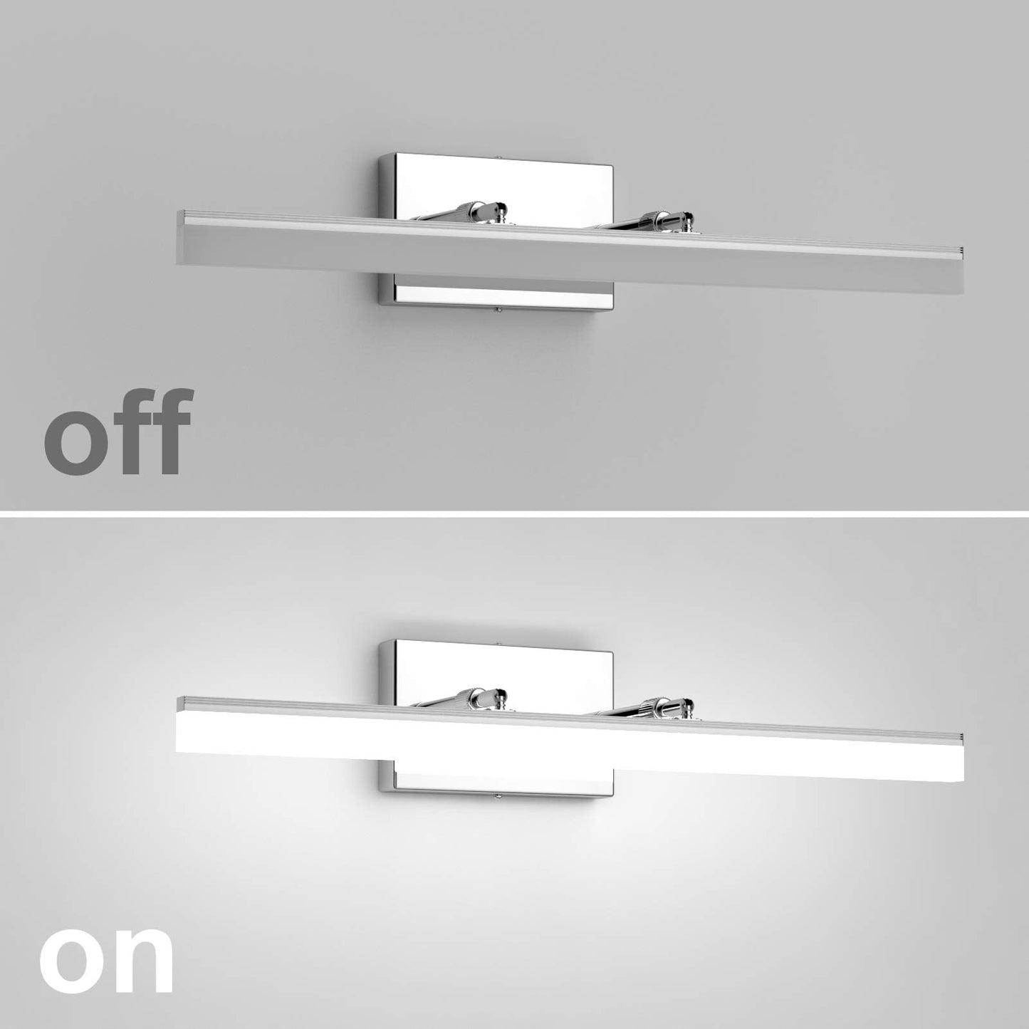 Aipsun 24 Dimmable Led Vanity Light Fixture - Polished Chrome, Stainless Steel Base, Model 6480-14W