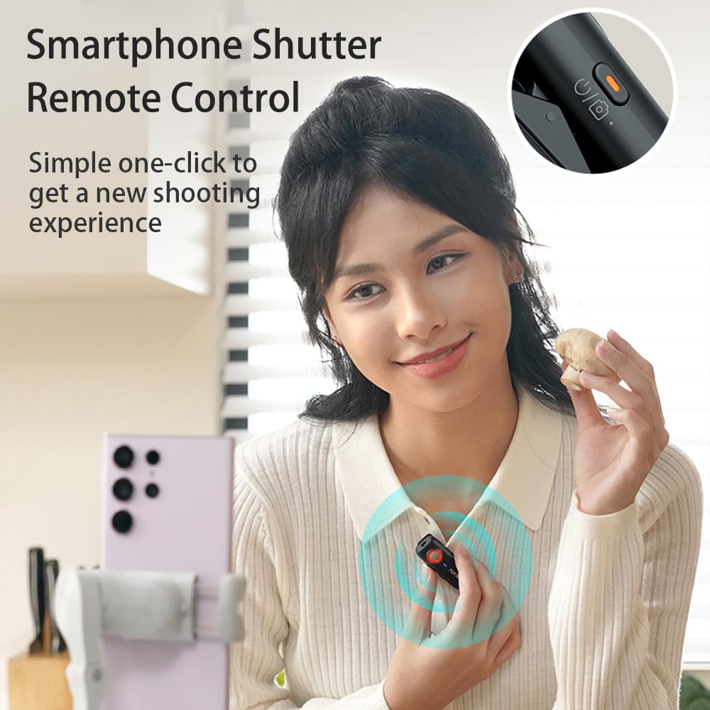 Hohem Mic-01 Wireless Lavalier Microphone, 3-Level Noise Cancelling Built-In Tf Card Slot Remote Shutter Control Clip On/Magnet
