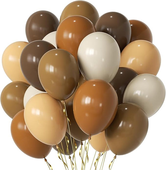 Brown Party Balloons,50pcs 12 Inch Retro Brown Sand White Balloon Coffee Cocoa Tan Neutral Balloons Apricot Beige Nude Bal...
