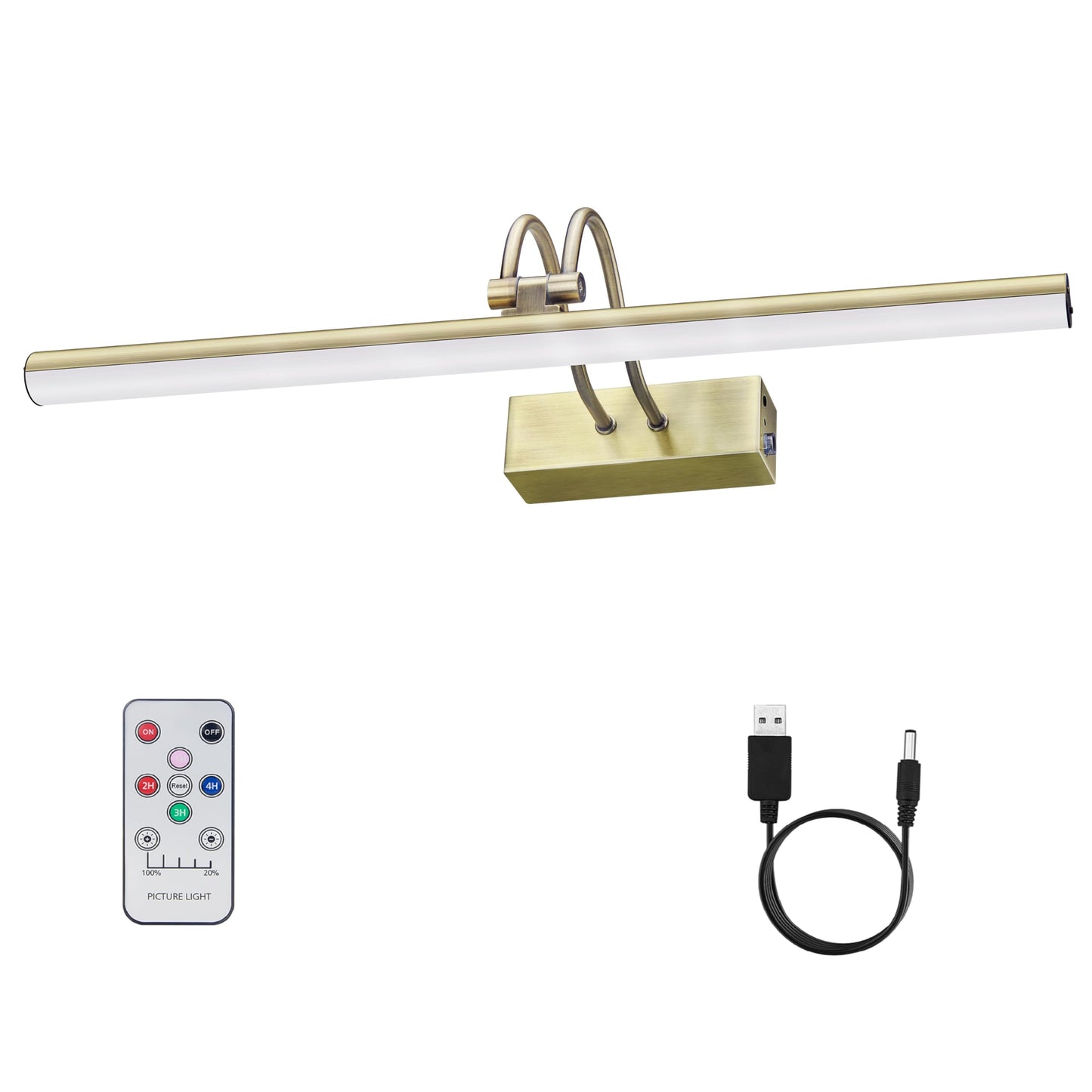 Raifoolly Picture Light - 13In Battery Operated Art Light, Dimmable With Timer, Antique Brass, Model Rf00289