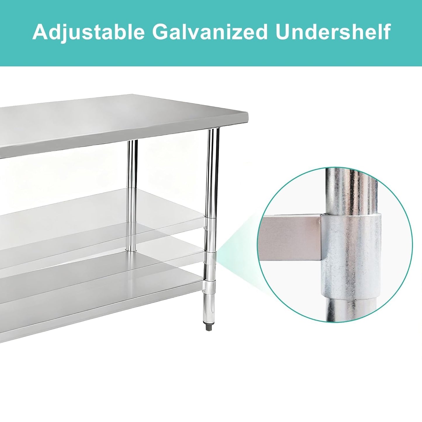 Okeyolive Stainless Steel Work Table 18 x 24 Inch, NSF Commercial Prep Table with Undershelf, Heavy Duty Food Prep Workstation