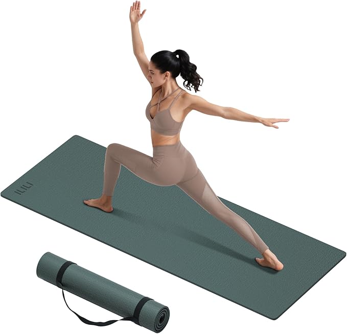 ILILI Yoga Mat 10mm Extra Thick and 193cm Extra Long, 76x28×0.4 Inch, Double Color Non-Slip TPE Material, Easy Carrying wi...