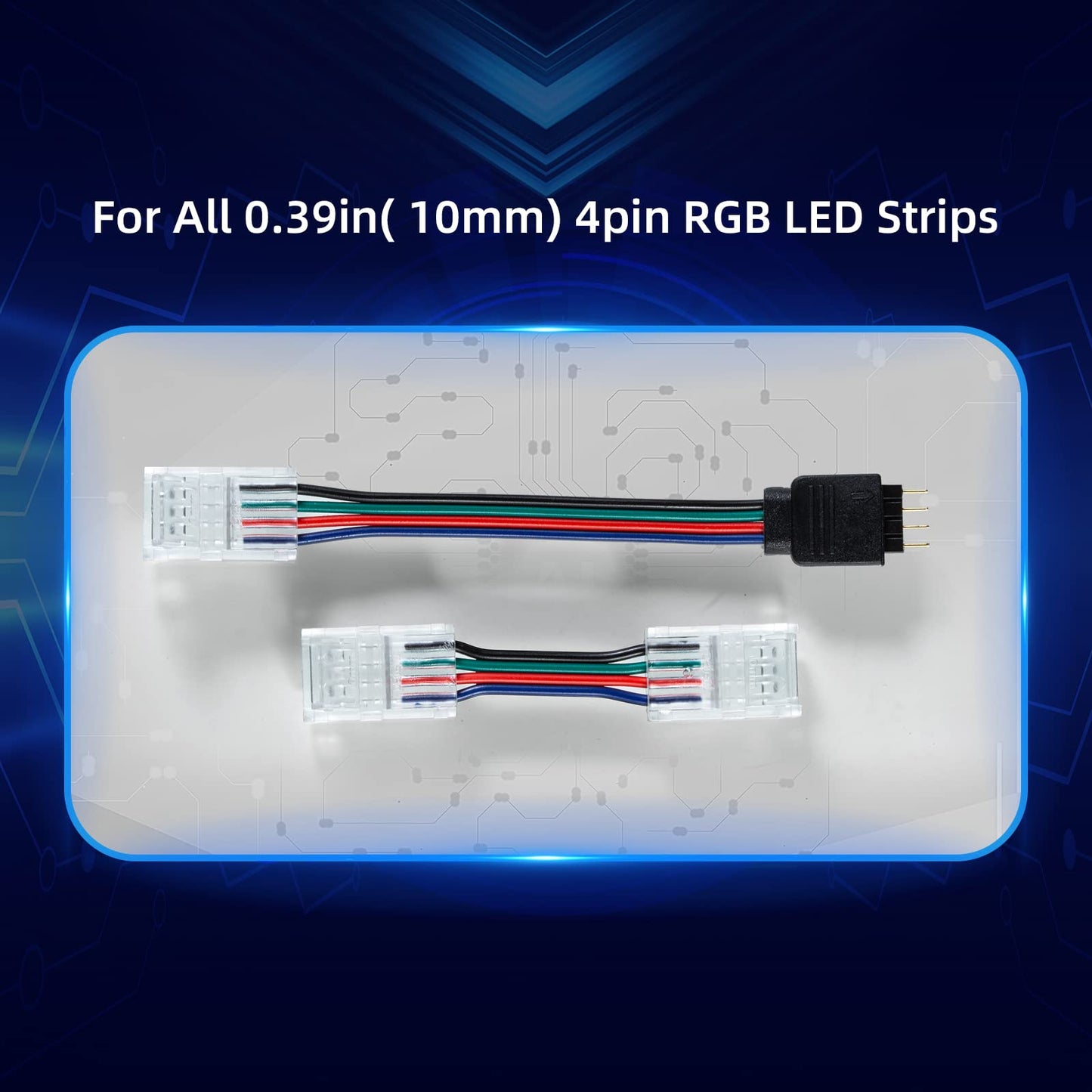 Red Snail 10Pcs Led Strip Connectors - 20 Ft 4 Pin 10Mm Rgb Smd 5050 Extension Cable