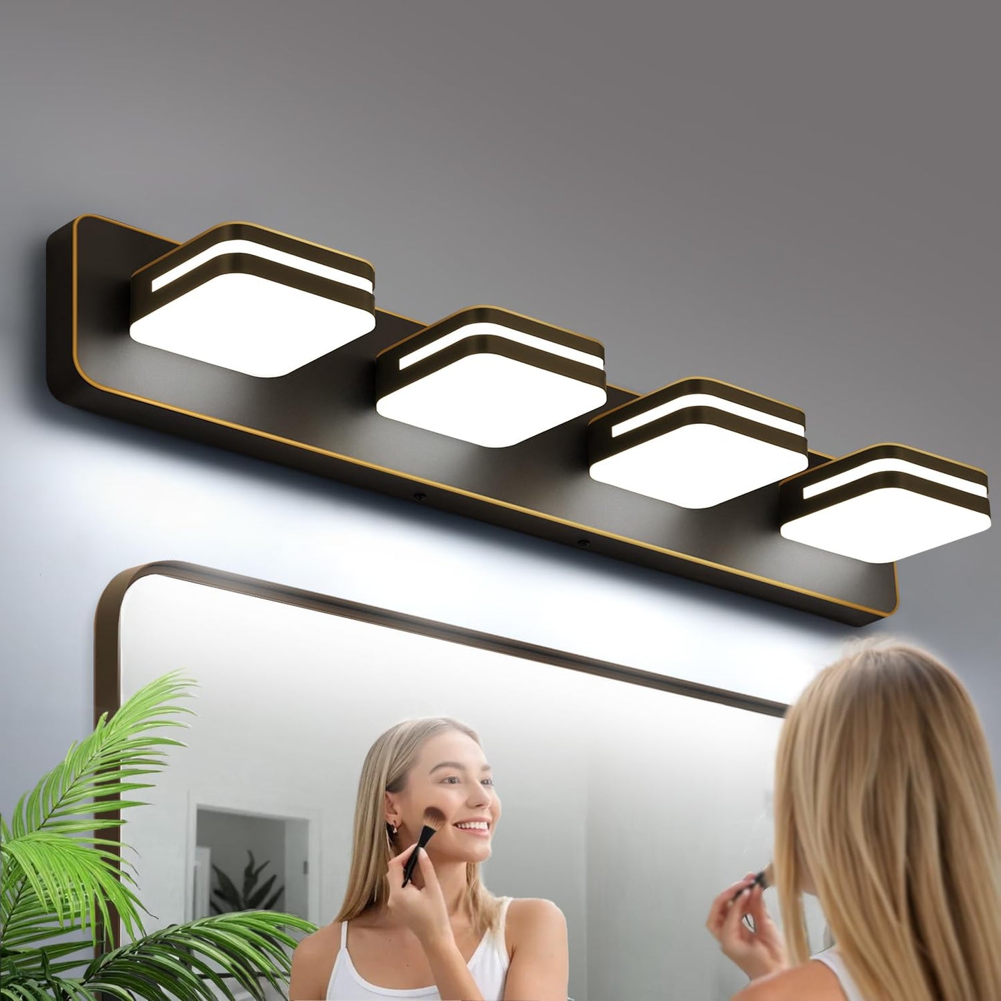 1600Lm Led Modern Bathroom Vanity Light Fixtures  360?Rotate Acrylic Brown And Gold Vanity Lights For Bathroom  Modern Wall Lighting Fixtures Over Mirror Kitchen Living (Natural White Light 5000K)