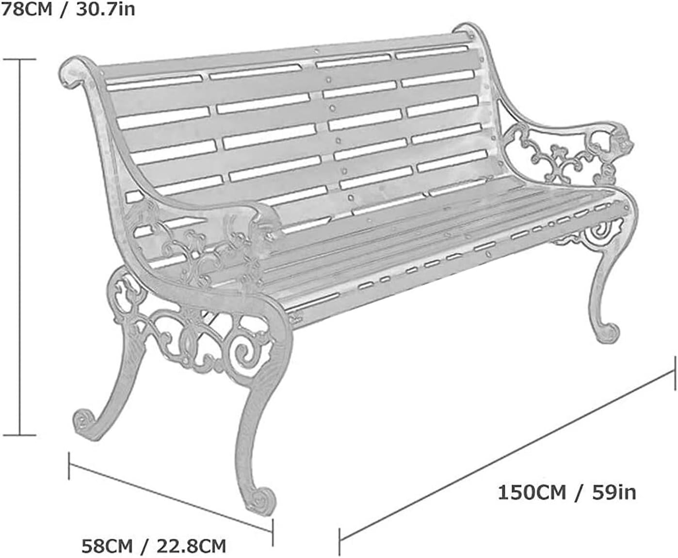 Outdoor Park Garden Bench with Cover, 2-3 Person Wood Patio Bench with Backrest+Armrests Weatherproof, Patio Porch Furniture Cast Iron Frame Bench for Lawn Porch Backyard(Brown+Antique Green)