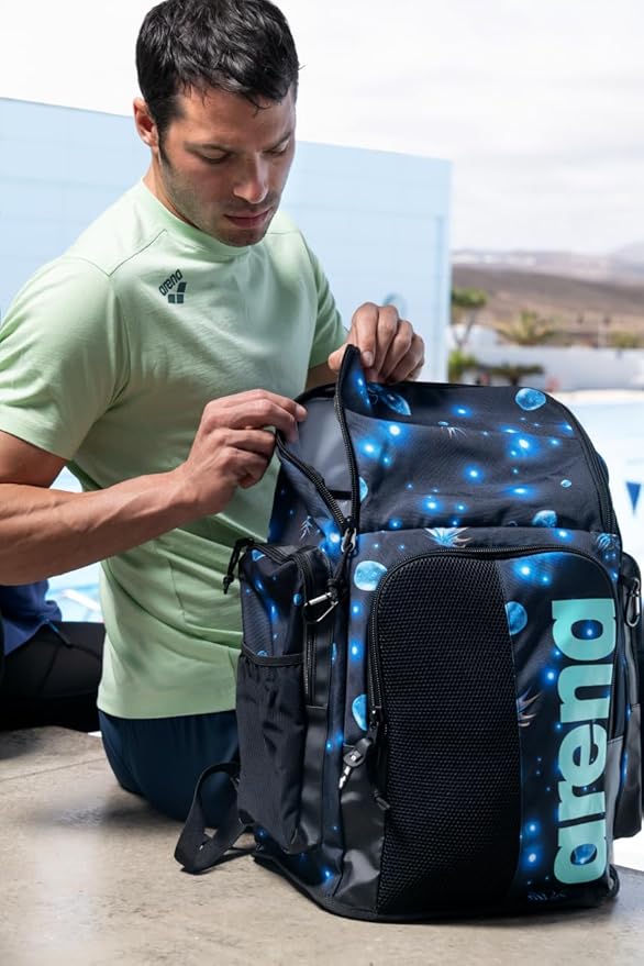 ARENA Spiky III Backpack 45 Swimming Athlete Sports Gym Rucksack Large Training Gear Equipment Swim Bag for Men and Women, 45 Liters, Aqua