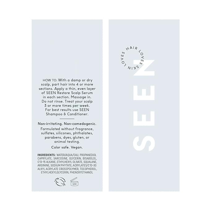 SEEN Restore Scalp Serum, Fragrance-Free - Clinically Proven, Dermatologist-Developed Hydrating Serum, Promotes Healthy Scalp, Safe for Sensitive & Eczema-Prone Skin