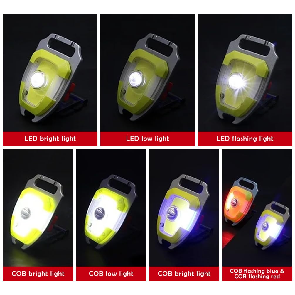 By-J Led Small Flashlight  Snap-On Key Chain Light  Cob Multi-Function Mini Work Light  600 Lumens Rechargeable  7 Lighting Modes With Fire Starter  Seat Belt Cutter  Screwdriver  Whistle  Yellow