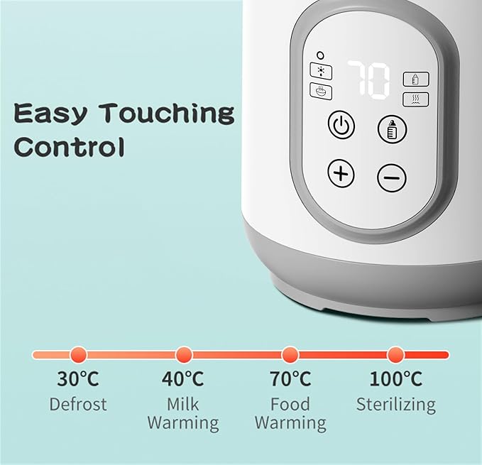 Bottle Warmer,Fast Baby Milk Warmer with Timer,Accurate Temperature to Preserve Fullest Nutrients in Breast Milk, with Defrost, Sterili-zing, Keep, Heat Baby Food Jars Function
