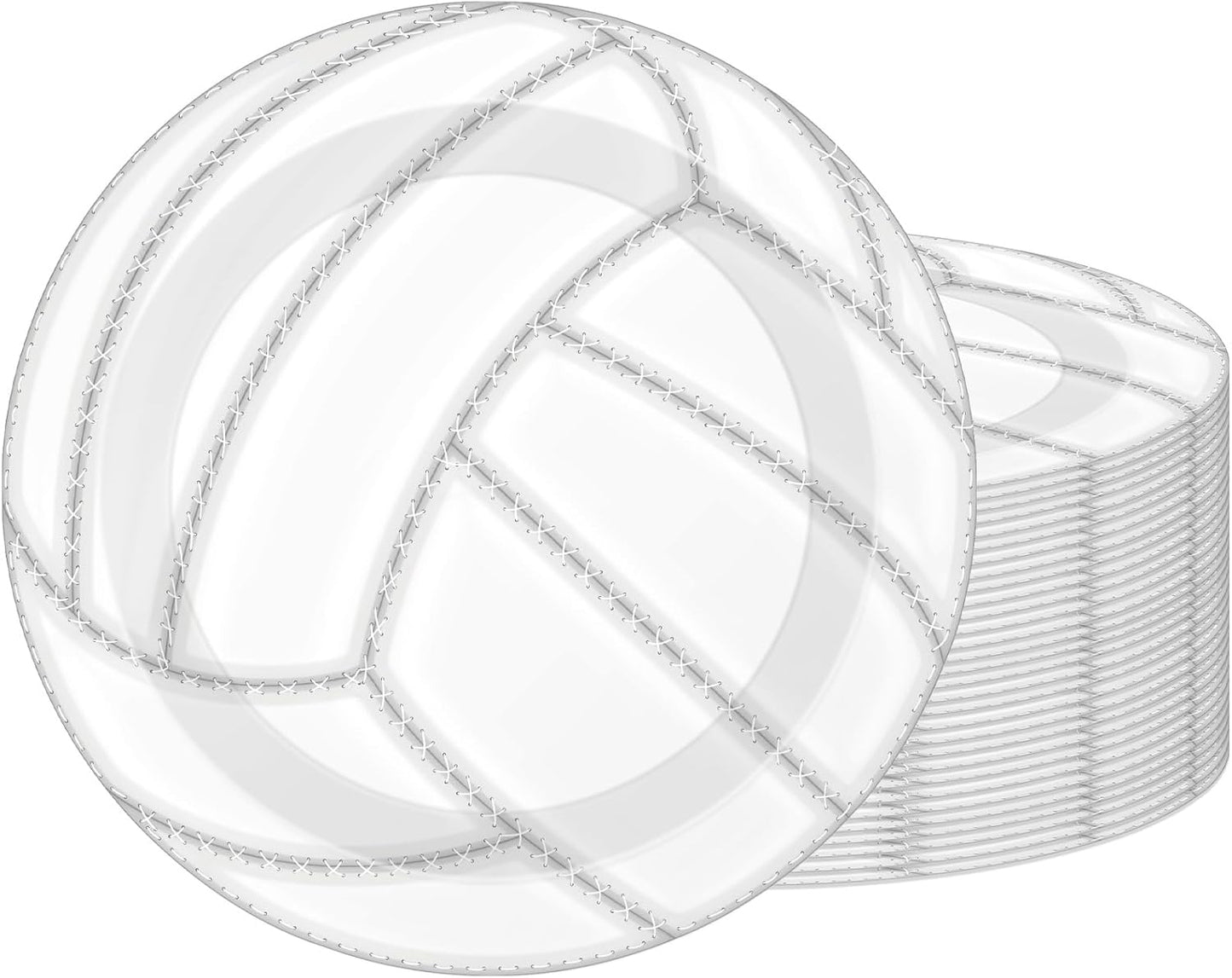60Pcs Volleyball Birthday Decorations,7 Inch White Volleyball Dessert Plates,Sports Themed Tableware Kit Volleyballs Bulk Paper Plates for Baby Shower Boys Girls Game Party Decorations Supplies