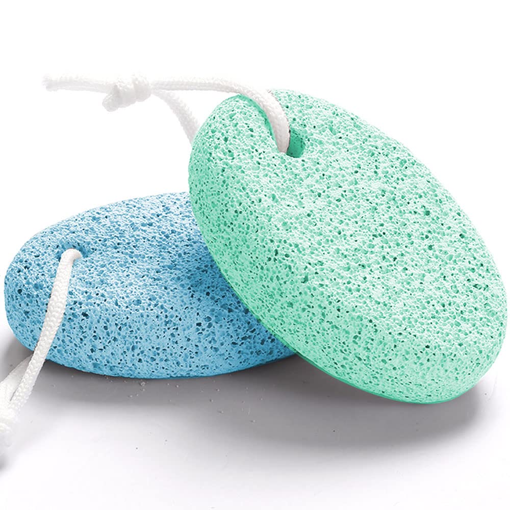 Natural Foot Pumice Stone for Feet, Borogo 2-Pack Lava Pedicure Tools Hard Skin Callus Remover for Feet and Hands -Blue&Green