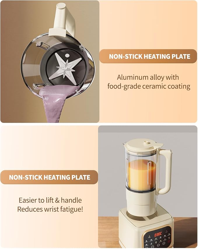 13-IN-1 Multifunctional Ultra Silent Cooking Blender with Soundproof Shield | 60oz | 24H Preset & Kee Warm for 6 Hours| Makes Smoothie, Soy Almond Milk, Juice, Soup, Porridge, Boil, Tea, Jam etc