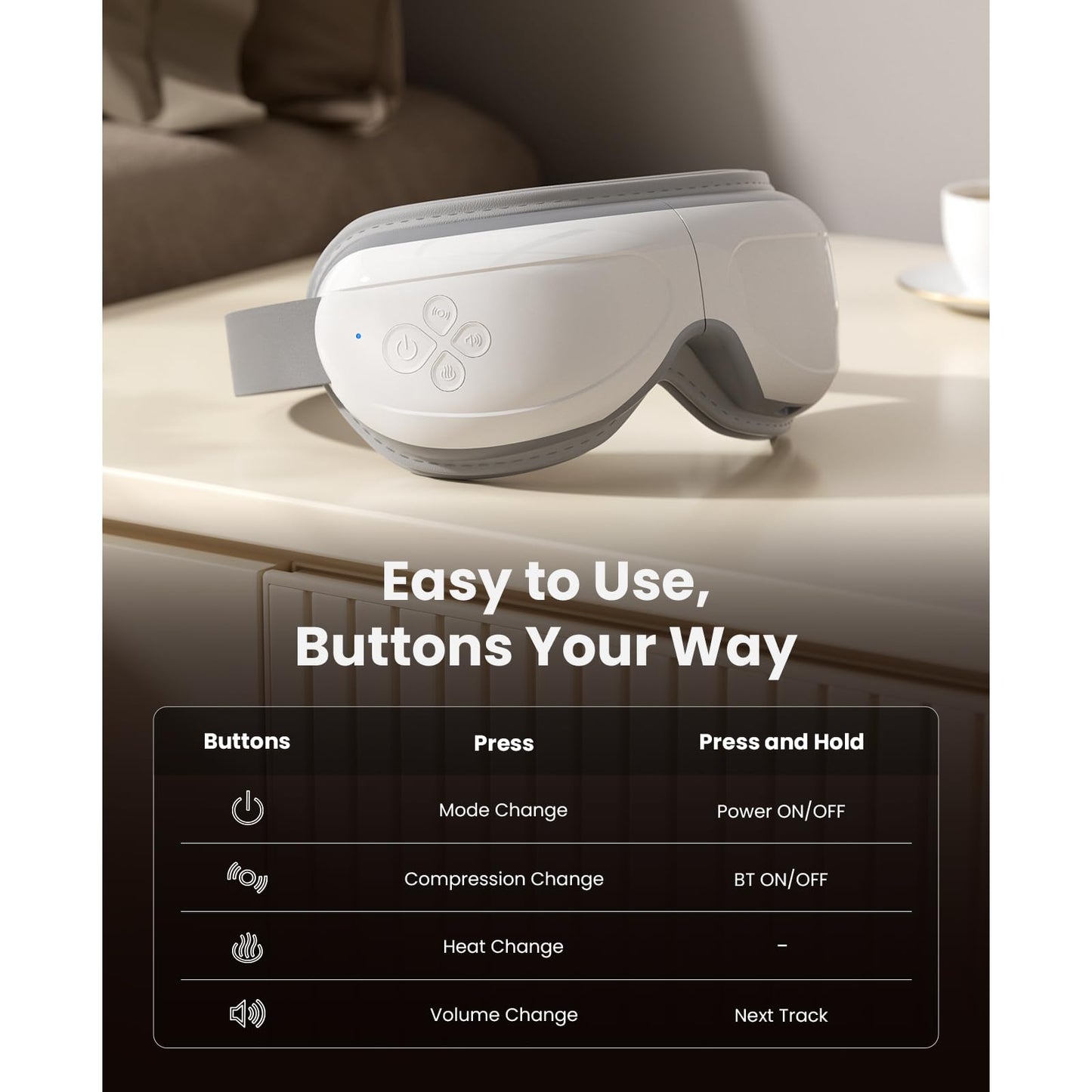 BOB AND BRAD Eye Massager FSA Eligible/HSA Eligible, EyeOasis 2 Heated Eye Mask for Migraines with Music, Smart Migraine Massager Warm Compress Therapy for Migraines, Dry Eyes, and Eye Strain Relief