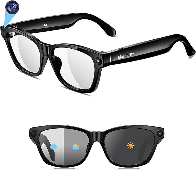 Blackview Smart Glasses, Polarized Bluetooth Sunglasses with Speaker, Voice Control, UV Protection, Anti Blue Light Lens