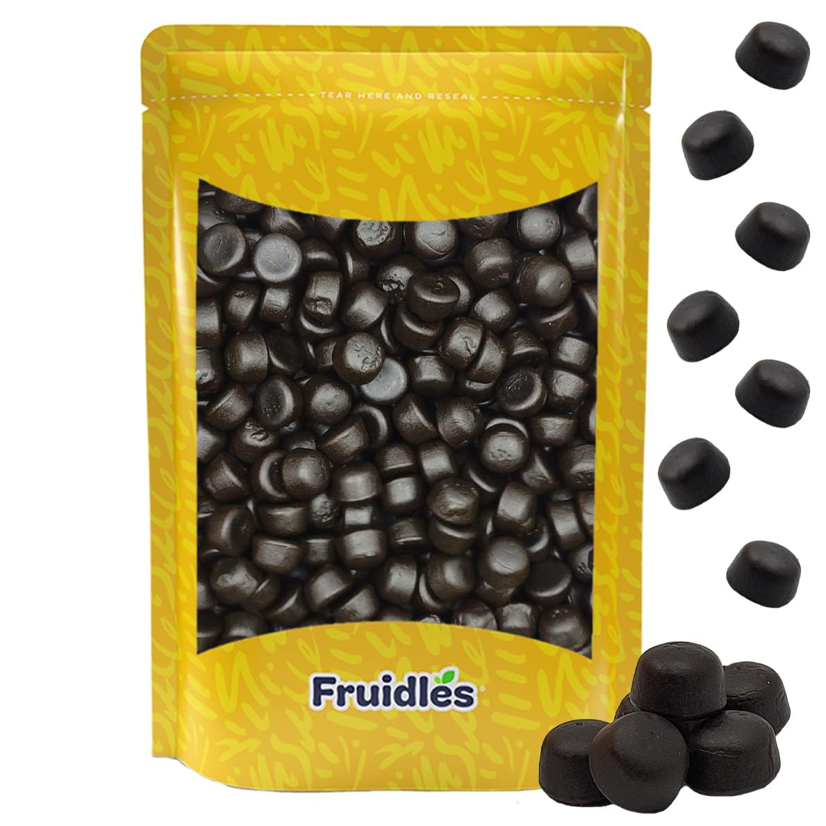 Fruidles Black Licorice Drops, Dutch Gummies, Deliciously Sweet And Soft Candy, Great For Parties, Non-GMO (4.4 Pounds)