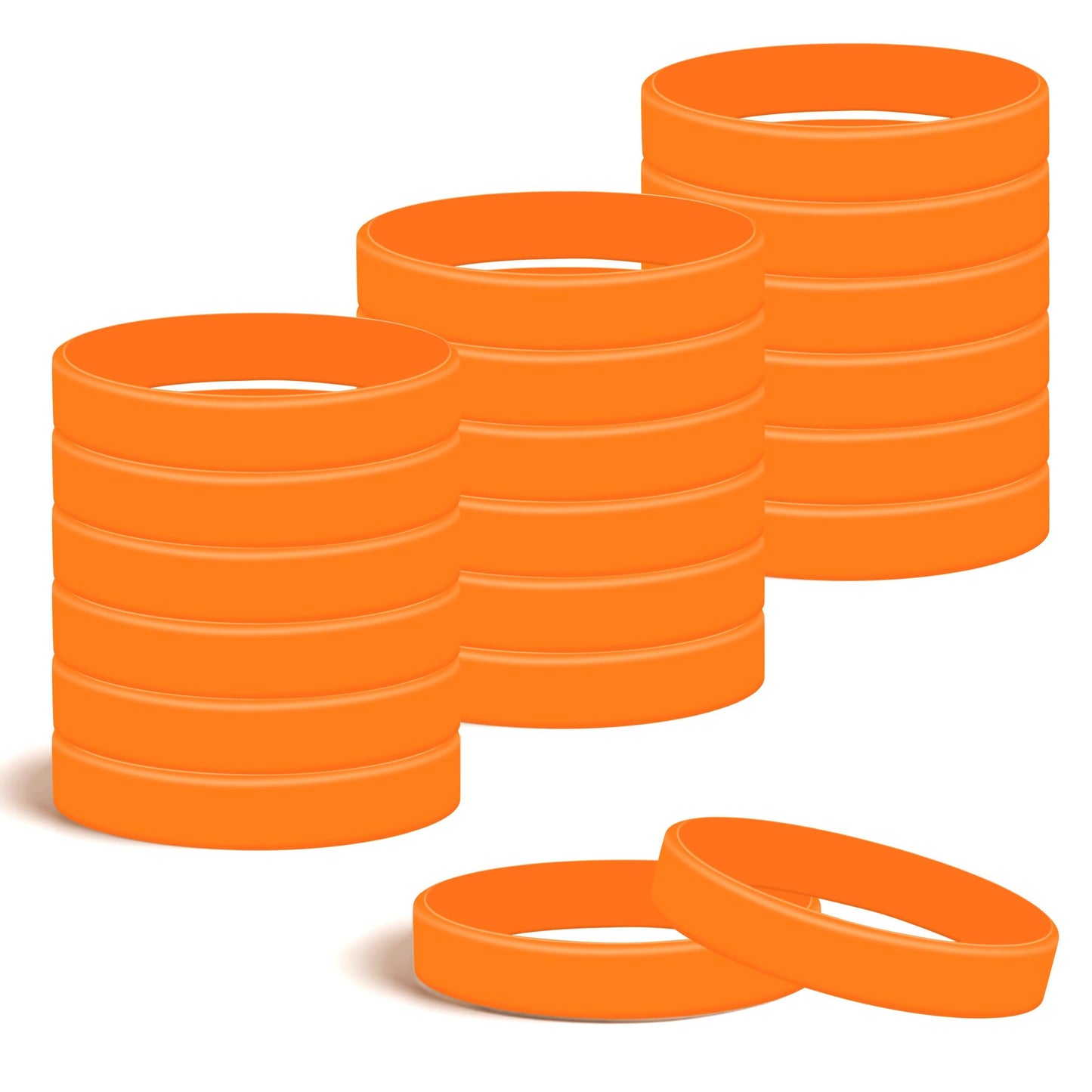 Lesnala 24Pcs Orange color blank silicone bracelet Solid color rubber wristbands Stretch wristbands for events Men Women Teen Ga