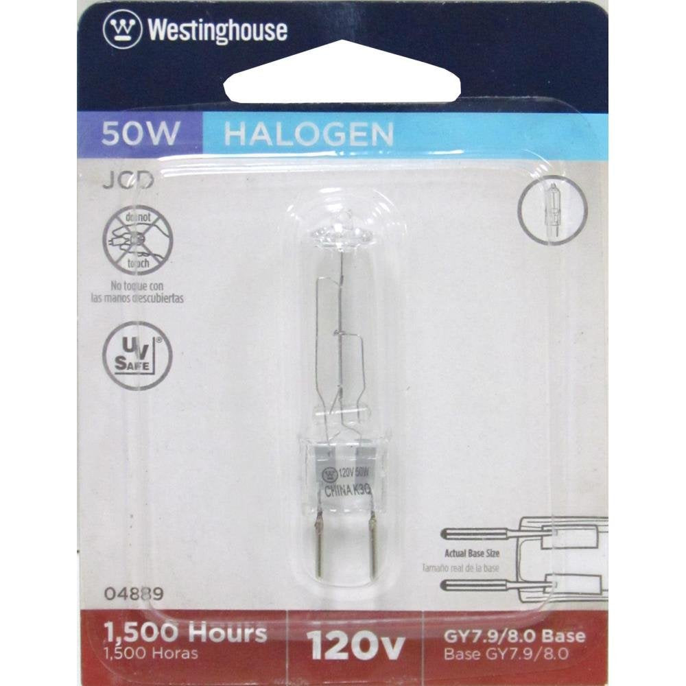 Westinghouse 60-Watt T4 Halogen Bulb, Clear, 1 Pack, White, Model 04889, Plastic