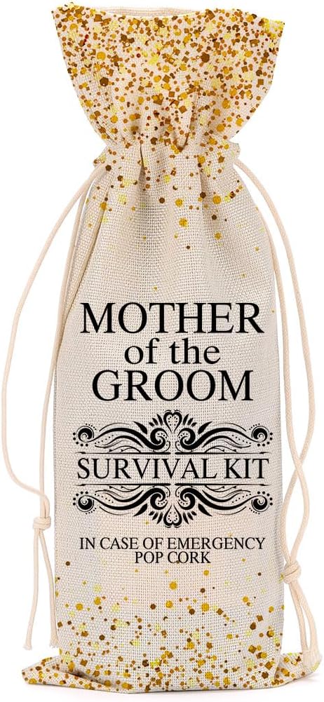 Mother of the Groom Wedding Wine Bag Bridal Shower Gifts Bachelorette Gifts for Bride Fiance Gifts for Women Him Friend Brother Bachelorette Party Wine Bags