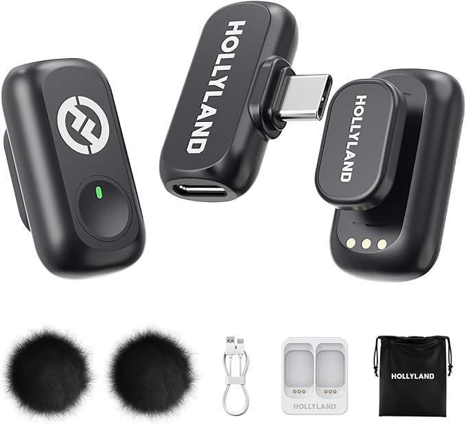 Hollyland Lark A1 Wireless Microphone for iPhone 17/16/15 & Android, 48kHz/24-bit, 3-Level Intelligent Noise Cancel, Magne...