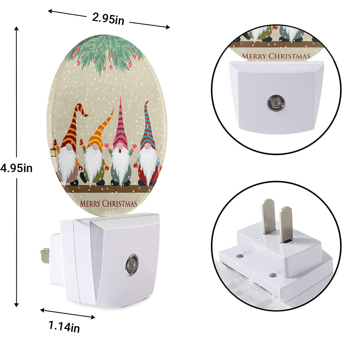 Ekobla Gnome Night Light Christmas Winter Decorative Santa Elf Snowflakes Plug In Nightlights Home Dusk To Dawn Smart Sensor Led Lamp For Men Women Boys Girls Gift