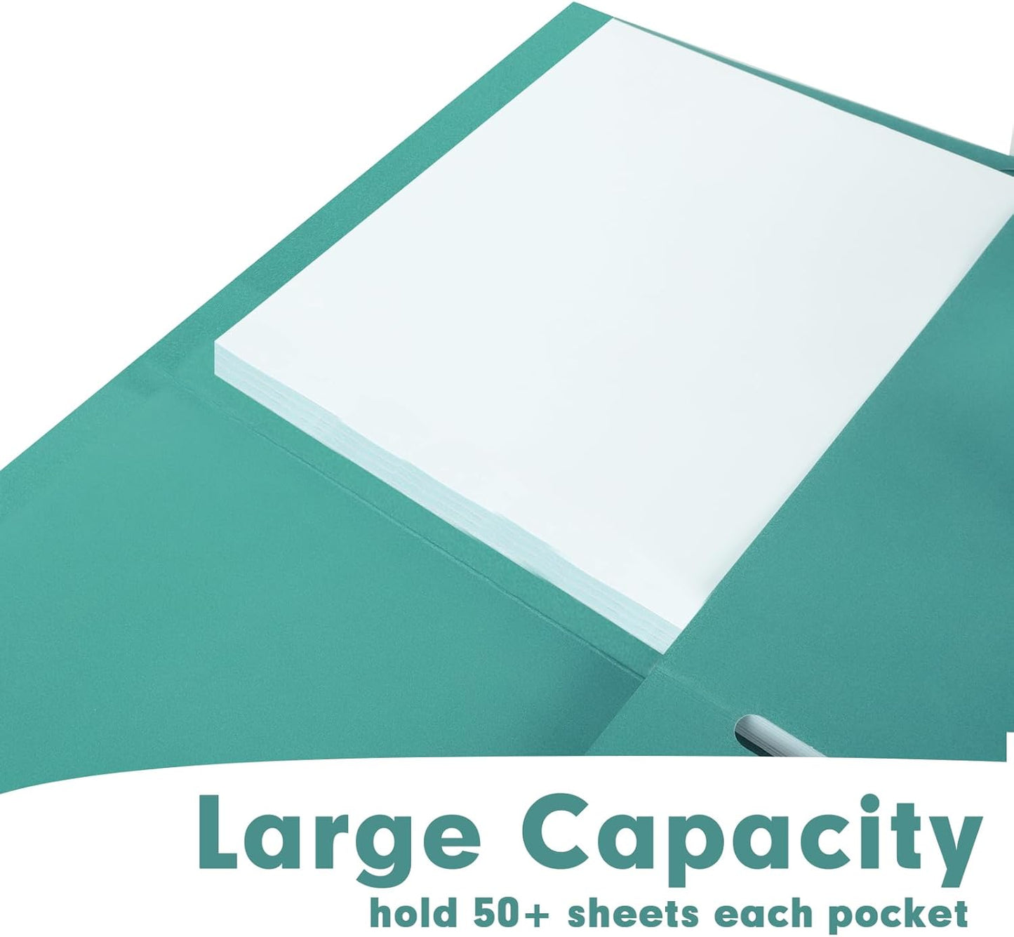 50 Pack 2 Pocket Folders - Letter Size, Turquoise
