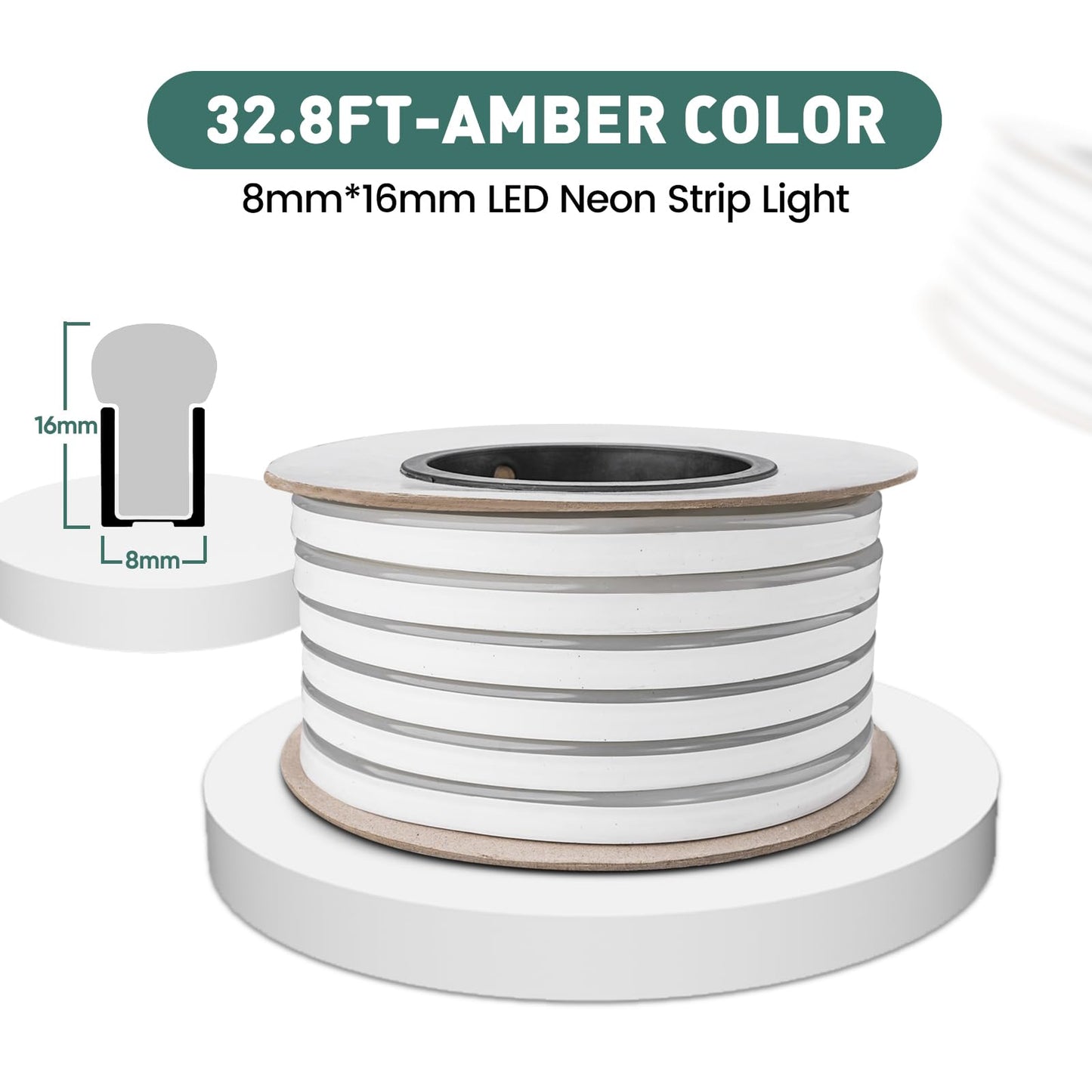 Gzbtech Flexible Led Neon Rope Lights 33Ft Ac 110-120V Waterproof Strip Light  120 Leds/M Cuttable Connectable Neon Lighting For Indoor Outdoor Home Decor/Commercial Building Use-Amber 10M