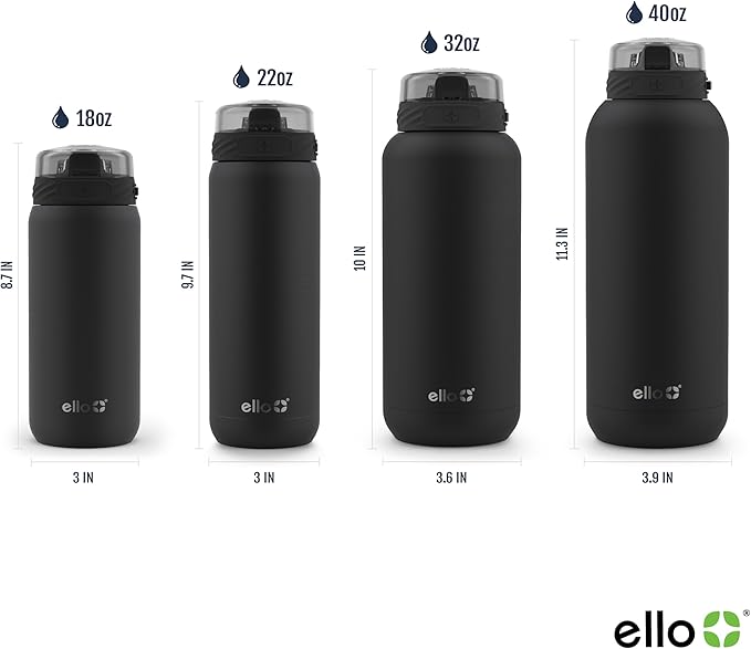 Ello Cooper 18oz Kids Stainless Steel Water Bottle Vacuum Insulated with Straw and Carry Handle, Leak Proof Locking Lid with Soft Silicone Spout, Fits Car Cupholder, Dishwasher Safe, Figgy Pudding