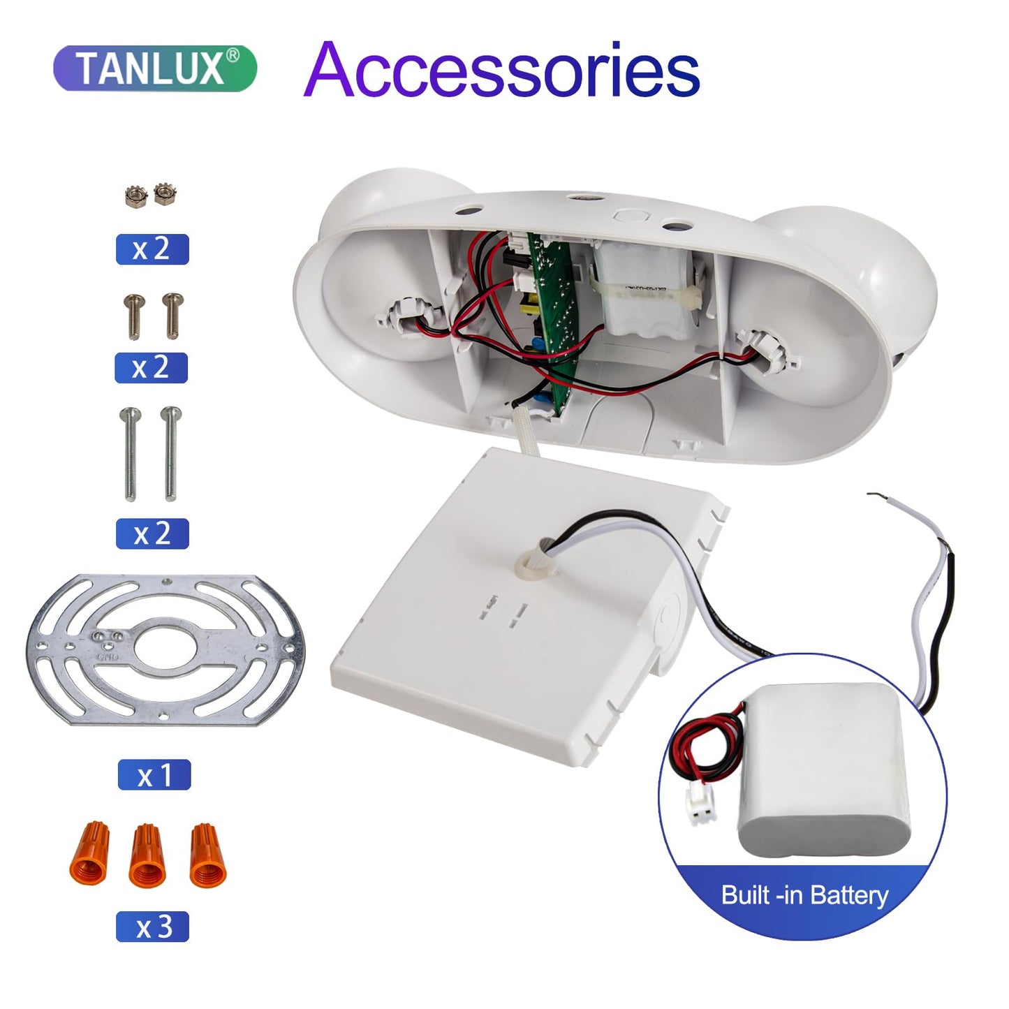 Tanlux Led Emergency Lights With Battery Backup  Commercial Emergency Light Fixtures For Business Home Power Failure Emergency Exit Sign Lighting With 1.0 Meter Plug In Cord Ac120V Input
