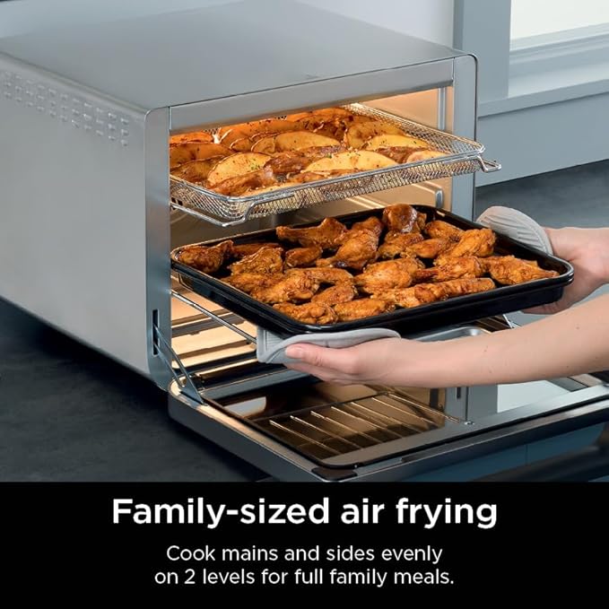 Ninja Prestige Smart XL 10-in-1 Air Fry Digital Countertop Convection Toaster Oven with Air Fry, Air Roast, Broil, Bake, Whole Roast, Pizza, Toast, Bagel, & Reheat, 1800 Watts, Stainless Steel, DT501