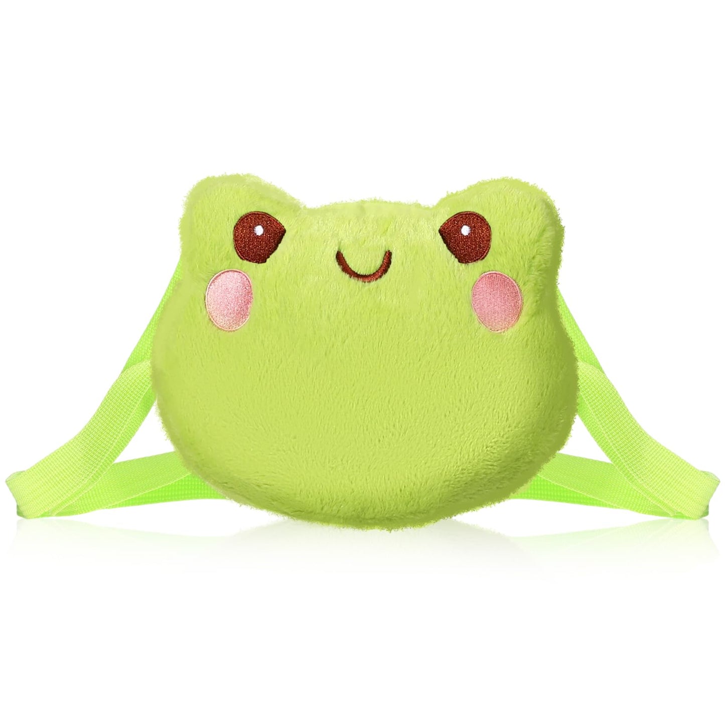 YBEATY Green Frog Crossbody Bag Cute Plush Animal Soft Backpack Shoulder Mini Cartoon Purse with Chain Strap Portable Practical Wallet Backpack for Women Adults Everyday Party Accessories
