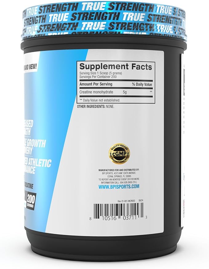 BPI Sports Micronized Creatine - Increase Strength - Reduce Fatigue - Lean Muscle Building - 100% Pure Creatine - Better Absorption - Supports Muscle Growth - Unflavored (200 Servings)
