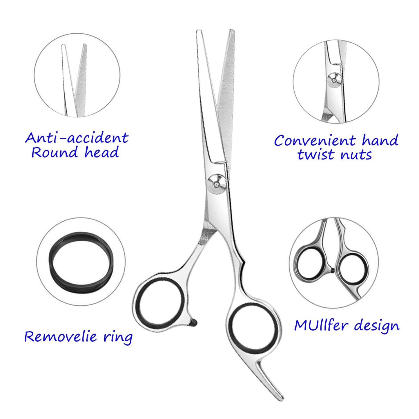 Essoy Professional Hair Cutting Scissors/Shears (6.5-Inches), Stainless Steel Haircut Scissor with Fine Adjustment Screw for Hom